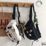 Weiyinxing Women's bag Japanese series Harajuku ins dark wind messenger chest female Korean student versatile riding canvas waist bag male