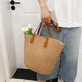 Weiyinxing Summer Handwoven Straw Beach Tote Bags for Women Vintage Female Handbag Large Capacity Basket Rattan Shoulder Bag Purse