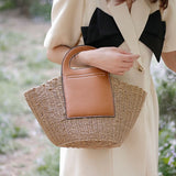 Weiyinxing Ladies Basket Shopper Bag Beach Straw Bag Summer Woven Travel Handbag For Women Luxury Design Underarm Shoulder Bags