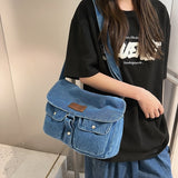 Weiyinxing Style Denim Messenger Bag New Large Capacity College Style Women Shoulder Bag Tooling Wind Multi Pocket Crossbody Bags