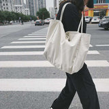 Weiyinxing Canvas Shoulder Bag Large Capacity Grocery Totes Simple Solid Color Designer Handbag Reusable Shopper Eco Shopping Bags