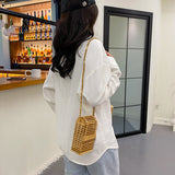 Weiyinxing Bamboo Woven Box Women Shoulder Bags Hollow Wicker Beading Crossbody Bag Rattan Summer Beach Small Phone Purse Bali 2023