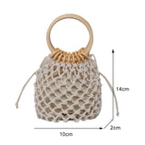 Weiyinxing Summer Straw Woven Beach Bag Rattan Ladies Purses Handbag Wrist Pack Women Handle Female Bucket Tote Bags Nice Cute Bag