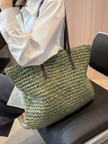 Weiyinxing Design Straw Woven Tote Bags Summer Casual Large Capacity Handbags New Fashion Beach Women Shoulder Simple Style Shopping