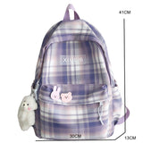 weiyinxing 2023 Women Backpack Female Cool Nylon Travel Bag Fashion Plaid Portable Cute Schoolbag College Teenage Girls Boys Bookbag