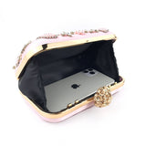 Weiyinxing Vintage Women Evening Bags Metal Flower Luxury Diamonds Clutch Black Color Rhinestones Chain Shoulder Handbags Night Bag