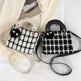 Weiyinxing Small Square Bag Classic Plaid Women Bags Woolen Brand Luxury Handbag Designer Shoulder Bag Purse Clutch Crossbody Lady Bag