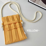 Weiyinxing Knitting Small Crossbody Bags Women Organ Pleated Mini Shoulder Messenger Bag Ladies Foldable Long Straps Phone Purse