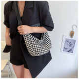 Weiyinxing Houndstooth Crossbody Bags Women Ins All Match Zipper Hobos Basic Stylish Shoulder Female Street Chic Simple Teenagers