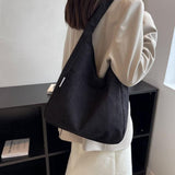 Weiyinxing Shoulder Women's Tote Bag Corduroy Simple Casual Large Capacity Designer Handbags For Women Travel Solid Shopper Bag