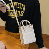 Weiyinxing Summer New Straw Shoulder Bag Square Fashion Handbags Designer Crossbody Bags For Women Small Top-handle Bag