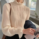 Weiyinxing Women Apricot Chiffon Blouse Shirt Long Sleeve Blouse Women Blusas Mujer De Moda 2023 Blouses Femme Women Tops B439