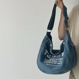 Weiyinxing Letter Pattern Women Crossbody Canvas Bag Casual Portable Ladies Shoulder Bags Large Capacity Student Class Tote Handbag