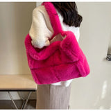 Weiyinxing Faux Fur Tote Shoulder Bags Women Handbags and Purses 2023 New Winter Plush Lady‘s Shopping Bag High Quality