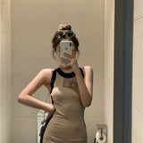 Weiyinxing Women  Knitted Bodycon Dress Summer Thin Female Vintage Party Sleeveless Beach Casual Robe Dresses Sexy Split Maxi Vestido P194