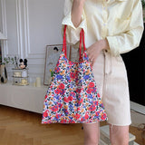 Weiyinxing New Style Fashion Vintage Floral Cotton Fabric Shoulderbage for Women Large Casual Capacity Shopping Tote Bags Hand Bag
