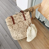 Weiyinxing Summer New Korean Mori Lace Beautiful One Shoulder Handbag Ladies Large Capacity Bucket Shopping Bag fashion bags
