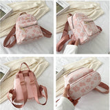 Weiyinxing Leather Shoulder Mini Small Backpack Multi-Function Ladies Phone Pouch Pack Flower Print Ladies School Backpack Bag for Women