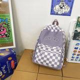 weiyinxing New Letter Printing Women Backpack Female Cool Nylon Travel Bag Fashion Plaid Portable Schoolbag College Girls Bookbag