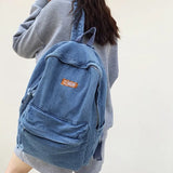 Weiyinxing Canvas Vintage College Backpack Women Laptop Denim School Backpack Fashion Girl Travel Bookbag Ladies Leisure Kawaii Bag