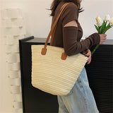Weiyinxing Summer Handwoven Straw Beach Tote Bags for Women Vintage Female Handbag Large Capacity Basket Rattan Shoulder Bag Purse