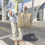 Weiyinxing Straw Women Shoulder Bags Wicker Woven Handbags Rattan Summer Beach Bag Large Capacity Tote Lady Big Purses Shopper New