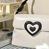 Weiyinxing Heart Suqare Shoulder Bag for Women White High Quality Pu Leather Retro Casual Small Purse Female Designer Underarm Bag