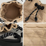 weiyinxing Nylon Padded Women Shoulder Bags Quilted Drawsting Crossbody Bag Vintage Bucket Bag Small Tote Female Purses 2023 Winter