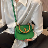 Weiyinxing Designer Women Shoulder Bags Bamboo Handle Handbag Brand Crossbody Bags Trend New Cute Purse High Quality Saddle Tote Bag