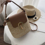 Weiyinxing Straw Bucket Bags For Women Summer Crossbody Bags Lady Travel Purses And Handbags Female Shoulder Messenger Bag Bolsa