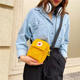 Weiyinxing Women's Single Shoulder Bag Fashion Solid Color Casual Handbag Outdoor Daisy Canvas Handbag Zipper Cross-body Bag Messenger Bag