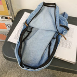 weiyinxing Ladies Soft Canvas School Backpack Trendy Denim Boy Girl Travel Student Bag Male Female College Backpack Men Women Bags