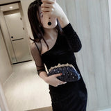 Weiyinxing Blue Clutch Bag Women Bling Sequin Purses and Handbag Diamonds Women's Wallet Chain Shoulder Female Party Clutch