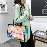 Weiyinxing Women Letters Large Capacity Totes Shoulder Bags Laser PVC Transparent Handbag Female Casual Clear Summer Holiday Beach Bag