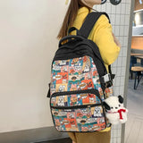 Weiyinxing Cartoon Printing Women Backpack Kawaii Waterproof Nylon Large Travel Bag Female Schoolbag For Girls Men Laptop Backpacks