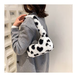 Weiyinxing Women's Fashion Plush Mini Bag Soft Plush Pillow One Shoulder Underarm Bag High Quality Love Print Contrast Handbag