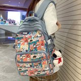 Weiyinxing Cartoon Printing Women Backpack Kawaii Waterproof Nylon Large Travel Bag Female Schoolbag For Girls Men Laptop Backpacks