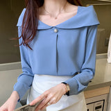 Weiyinxing Women V-Neck White Chiffon Blouse Shirt Tops Long Sleeve Blouse Women Blusas Mujer De Moda 2023 Blouses Femme Shirts D620