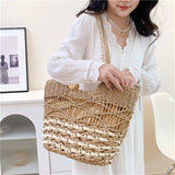 Weiyinxing Designer Women Straw Bag 2023 New Trend Beach Bags Fashion Hollow Large Capacity Weave Shoulder Bag Casual Tote Travel