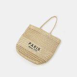 weiyinxing Hollow Straw Tote Bag Designer Letters Paper Woven Women Shoulder Bags Handmade Summer Beach Handbag Large Capacity Purse