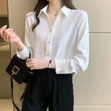 Weiyinxing Sleeve White Blouse Shirt Blouse Women Blusas Mujer De Moda 2023 Turn Down Collar Office Lady Blouse Tops Women Blusa E197