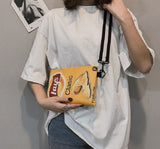 Weiyinxing Potato Chips Crossbody Handbag Women Canvas Shoulder Bag Mini Cartoon Printing Girl Envelope Bags Female Clutch Cute Purse