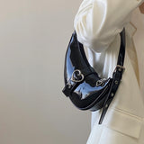 Weiyinxing Moon Women's Underarm Bag Patent Leather Cool Girls Love Heart Shoulder Bags Luxury Design Female Party Purse Handbags