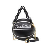 Weiyinxing Fashion Women Ball Bag Soft PU Leather Round Crossbody Thick Chain Hand Bags And Purses Female Basketball Bag Woven Bag