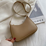 weiyinxing New Women's Fashion Handbags Retro Solid Color PU Leather Shoulder Underarm Bag Casual Women Hobos Handbags