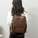 weiyinxing Leather Women Backpack Large Capacity Female Travel Backpack Fashion Casual Tassel Bags High Quality Female Shoulder Bag