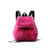 weiyinxing Pluffy Backpacks for Women Designer Rose Red Soft Plush Back Packs for Teenage Girls Luxury Faux Fur Female Bags Winter