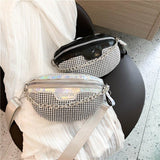 Weiyinxing Crossbody Bags for Women Fanny Waist Bag Casual Zipper Shiny Chest Phone Pack Lady Shoulder Bags Small Wallet Bolsas