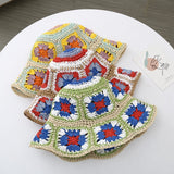 weiyinxing paisley Crochet hat for women bohemian Knitted bucket hats national Straw sun hat for girls summer beach bali hats 2023