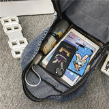 Weiyinxing Women's Backpack Large Schoolbag Designer Capacity Daypack Casual Denim Rucksack Student School Book Bag Retro Backpacks